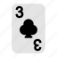 three of clubs, playing cards, card game, gambling, game, casino, poker 