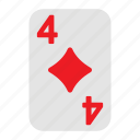 four of diamonds, playing cards, card game, gambling, game, casino, poker