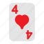 four of hearts, playing cards, card game, gambling, game, casino, poker 