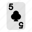 five of clubs, playing cards, card game, gambling, game, casino, poker 