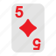 five of diamonds, playing cards, card game, gambling, game, casino, poker 