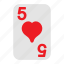 five of hearts, playing cards, card game, gambling, game, casino, poker 