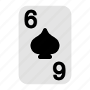 six of spades, playing cards, card game, gambling, game, casino, poker