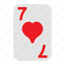 seven of hearts, playing cards, card game, gambling, game, casino, poker