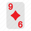 nine of diamonds, playing cards, card game, gambling, game, casino, poker