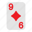 nine of diamonds, playing cards, card game, gambling, game, casino, poker 