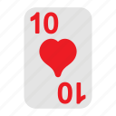 ten of hearts, playing cards, card game, gambling, game, casino, poker