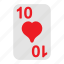 ten of hearts, playing cards, card game, gambling, game, casino, poker 