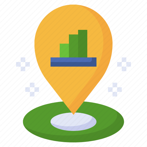 Location, placeholder, graph, maps, bar, chart icon - Download on Iconfinder