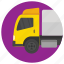 delivery truck, lorry, motor vehicle, moving truck, shipping truck 
