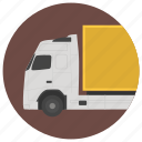 delivery truck, lorry, motor vehicle, moving truck, shipping truck
