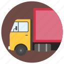 delivery truck, lorry, motor vehicle, moving truck, shipping truck