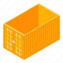 car, cargo, cartoon, container, isometric, logo, orange