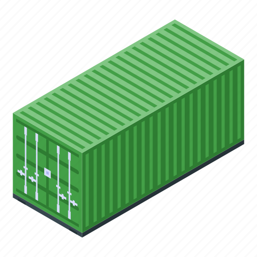 Business, car, cargo, cartoon, container, green, isometric icon - Download on Iconfinder