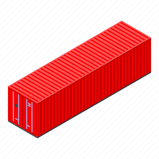 Business, cargo, cartoon, container, isometric, long, red icon - Download on Iconfinder