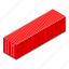 business, cargo, cartoon, container, isometric, long, red 