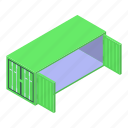 car, cartoon, container, green, isometric, metal, open