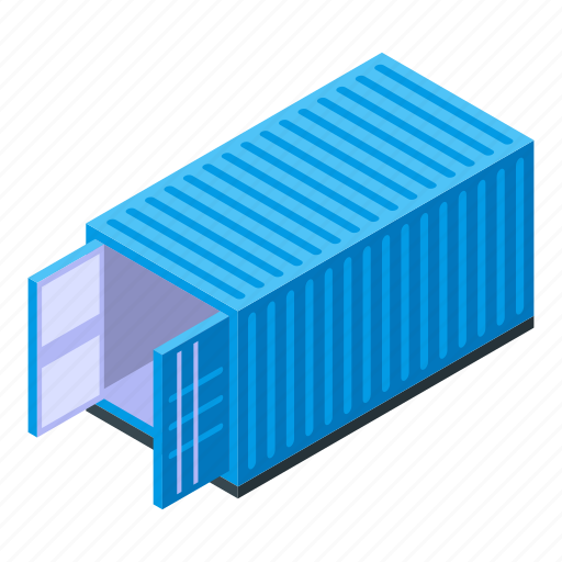 Blue, business, car, cargo, cartoon, container, isometric icon - Download on Iconfinder