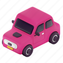 saloon, 3d car, pink car, pink 3d car, 3d pink car, saloon pink car, colorful car, 3d colorful car 