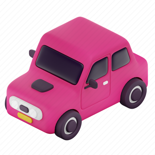 Saloon, 3d car, pink car, pink 3d car, 3d pink car, saloon pink car, colorful car 3D illustration - Download on Iconfinder