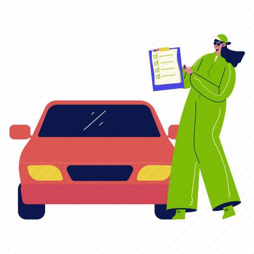 Car inspection, checking, diagnostic, monitoring, car, clipboard, garage illustration - Download on Iconfinder