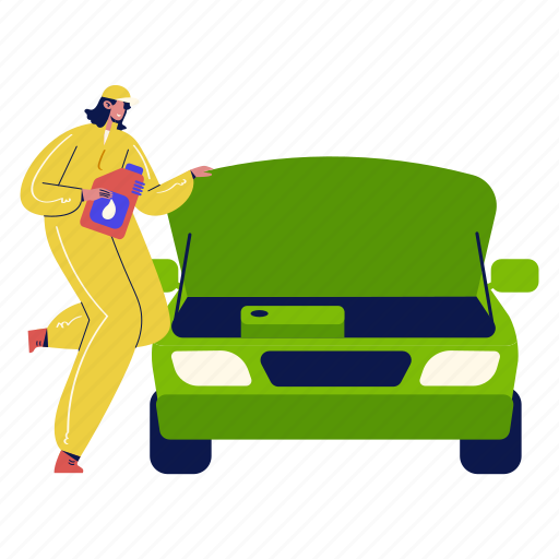 Mechanic changing oil of car, oil change, service, maintenance, technician, car, garage illustration - Download on Iconfinder