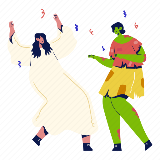 Halloween party with friend, dancing, celebrate, ghost, frankenstein, halloween, halloween party illustration - Download on Iconfinder