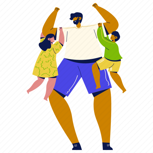 Father playing with kid, carry, play together, strong father, family, parents, togetherness illustration - Download on Iconfinder