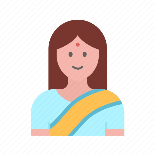 Sari, clothes, traditional, lady, indian, avatar, bindi icon - Download on Iconfinder