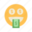 money mouth face, money face, dollar, emoji, emoticon, greedy, smiley, mood 
