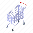 business, cart, cartoon, computer, isometric, metal, shop