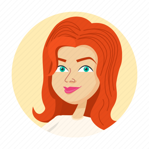 Cartoon, redhead, woman, young girl, avatar icon - Download on Iconfinder