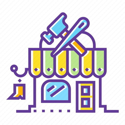 Cartoon building, city, fashion, house, repair, shoes, shoes repair icon - Download on Iconfinder