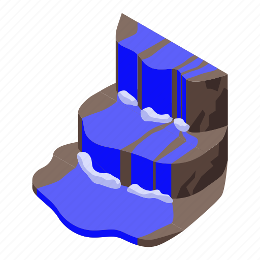 Cartoon, cascade, isometric, logo, mountain, tree, water icon - Download on Iconfinder
