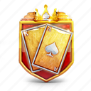 badge, cards, casino, crown, prize, shield