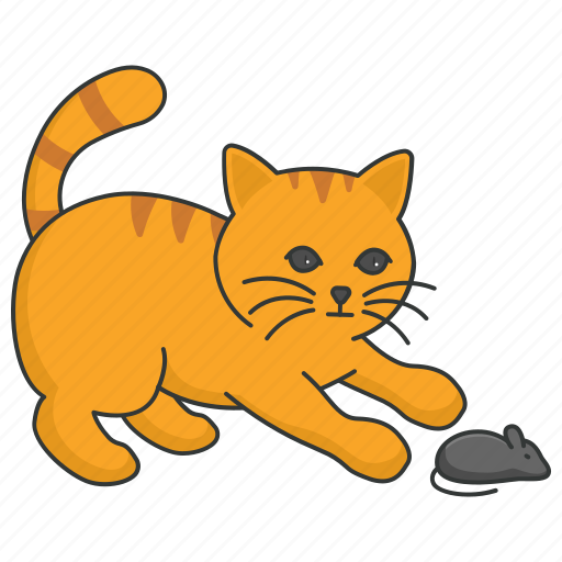 Kitten, catching, mouse, rat, playing, cat, domestic icon - Download on Iconfinder