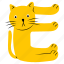 cat, e, english, alphabet, pose, animal, letter e 