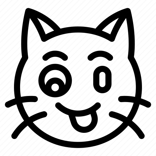 Winking, cat, animal, expression, emoji icon - Download on Iconfinder