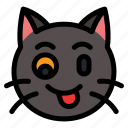 winking, cat, animal, expression, emoji