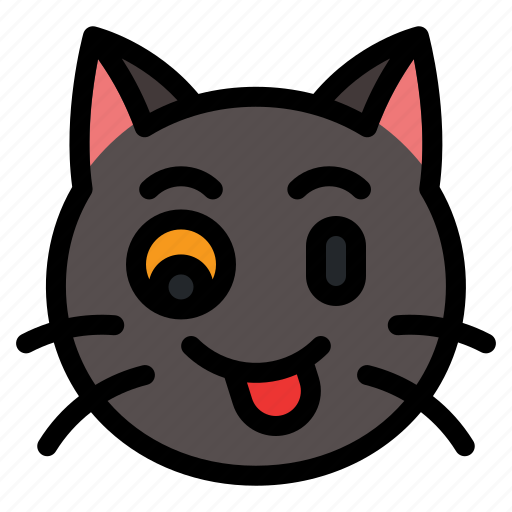 Winking, cat, animal, expression, emoji icon - Download on Iconfinder