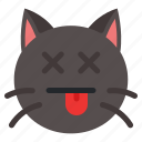 dead, cat, animal, expression, emoji