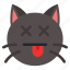 dead, cat, animal, expression, emoji 