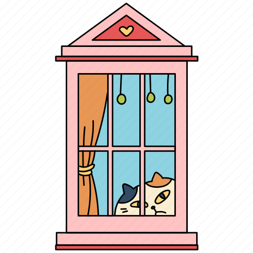 Window, cat, staring, looking, hiding, peep out, animal icon - Download on Iconfinder