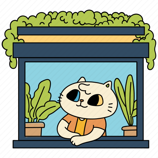 Window, cat, staring, looking, happy, animal, cat life icon - Download on Iconfinder