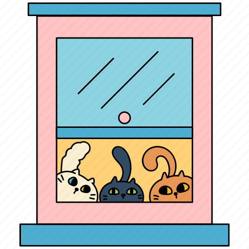 Window, kittens, cats, pet, looking, animal, cat life icon - Download on Iconfinder