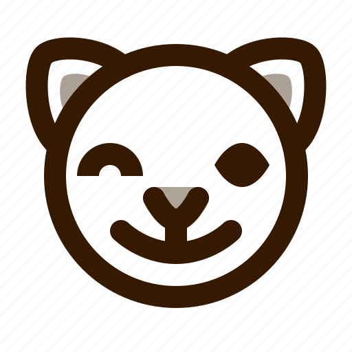 Animal, avatar, cat, emoji, emoticon, face, wink icon - Download on Iconfinder