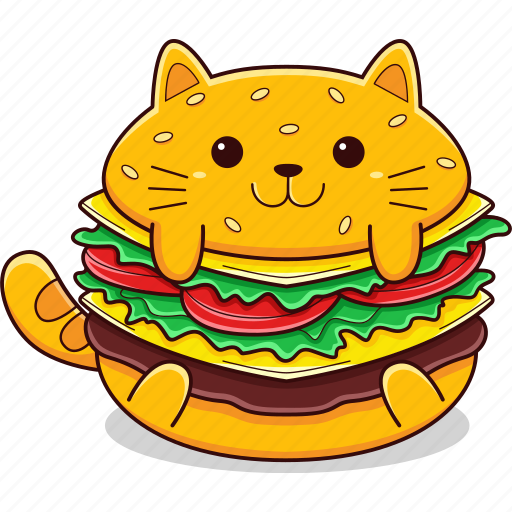 Cat, fast, food, snack, lunch, cute, burger icon - Download on Iconfinder