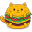 cat, fast, food, snack, lunch, cute, burger 