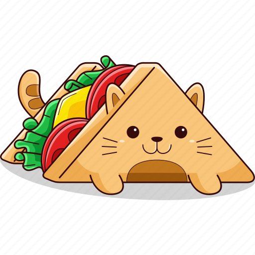 Cat, fast, food, snack, lunch, cute, sandwich icon - Download on Iconfinder