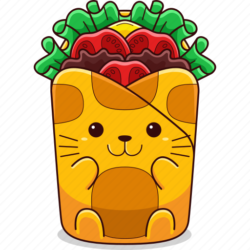 Cat, fast, food, snack, lunch, cute, wrap icon - Download on Iconfinder